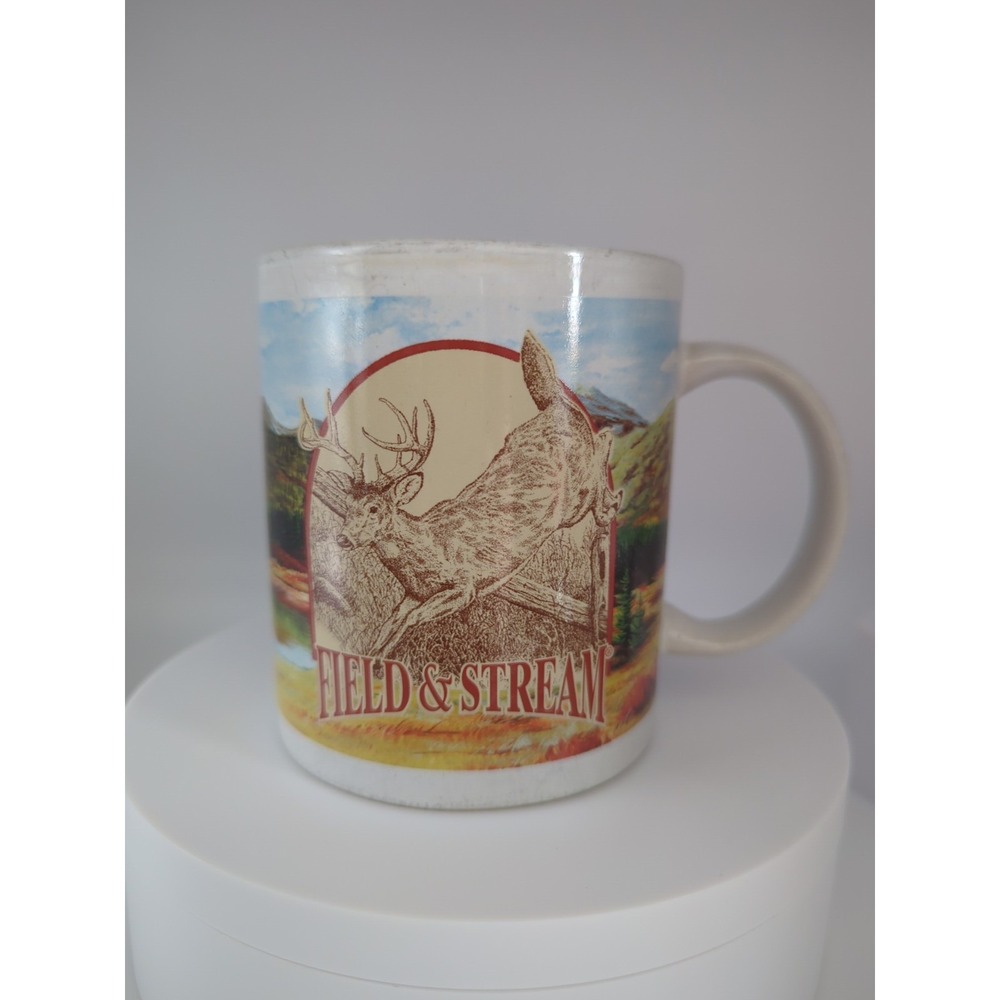 Field & Stream Coffee Mug 12oz Wildlife Deer Fish Hunting Fishing Ceramic Cup